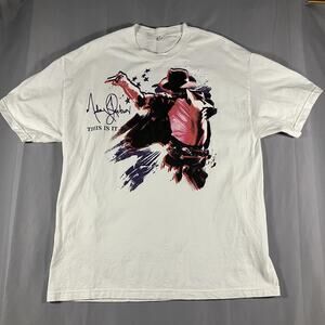 Michael Jackson Shirt Mens XL White This Is It Graphic Tee Alstyle Movie Concert